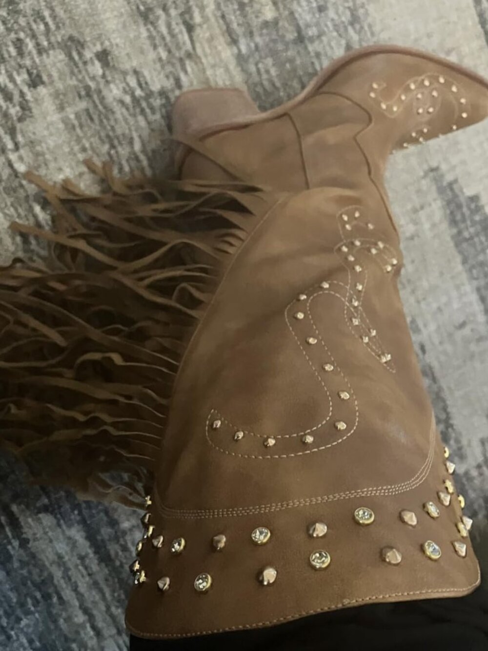 Rhinestone Pointed Toe Fringe Cowgirl Boots - Picture 4 of 9